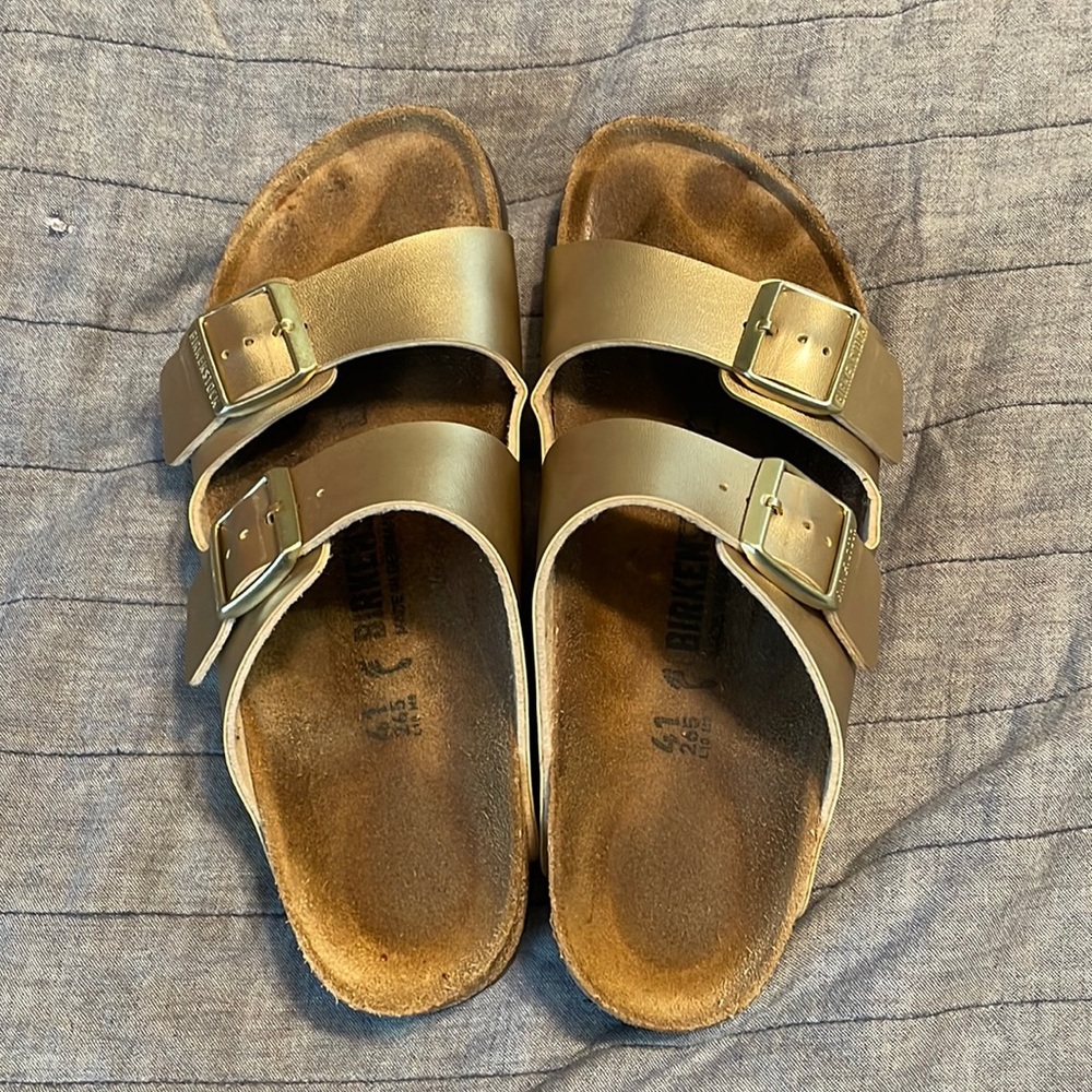 Women’s Gold Birkenstock sandals